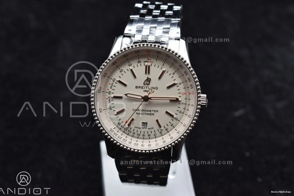 SS Navitimer Bracelet 1:1 Functional RG White 1 923 on Edition V7F Best A Dial Bezel SS 0827